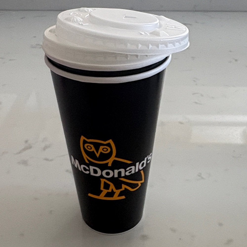 McDonald's Drake Black and Gold Owl Coffee Cup x 2 new